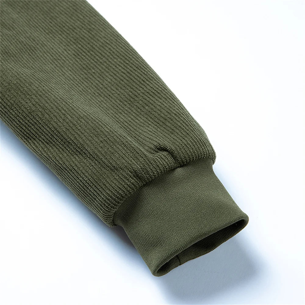 Winter New Arrival: Warm-Weather Corduroy Jacket Men's Fleece-Lined, Thickened Letter-Label Collared Jacket Fashionable Menswear