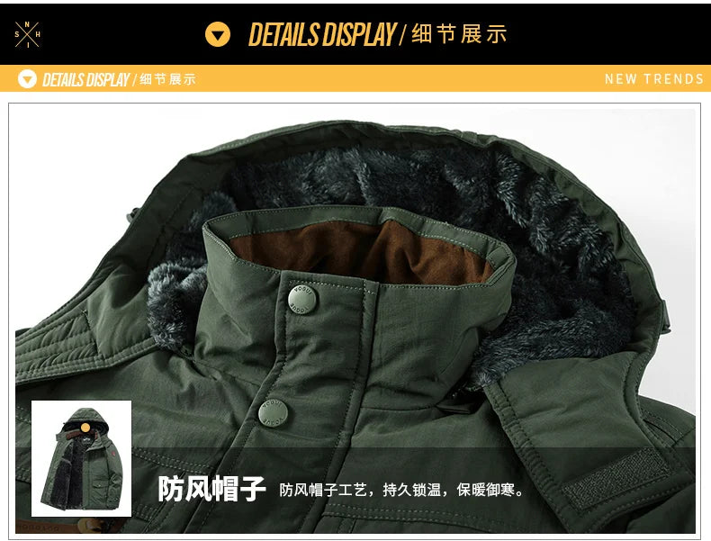 Winter Thicken Warm Men's Winter Jackets Casual Zipper Up Fleece Lining Jacket Windproof Thermal Parka Coat Outwear Clothing