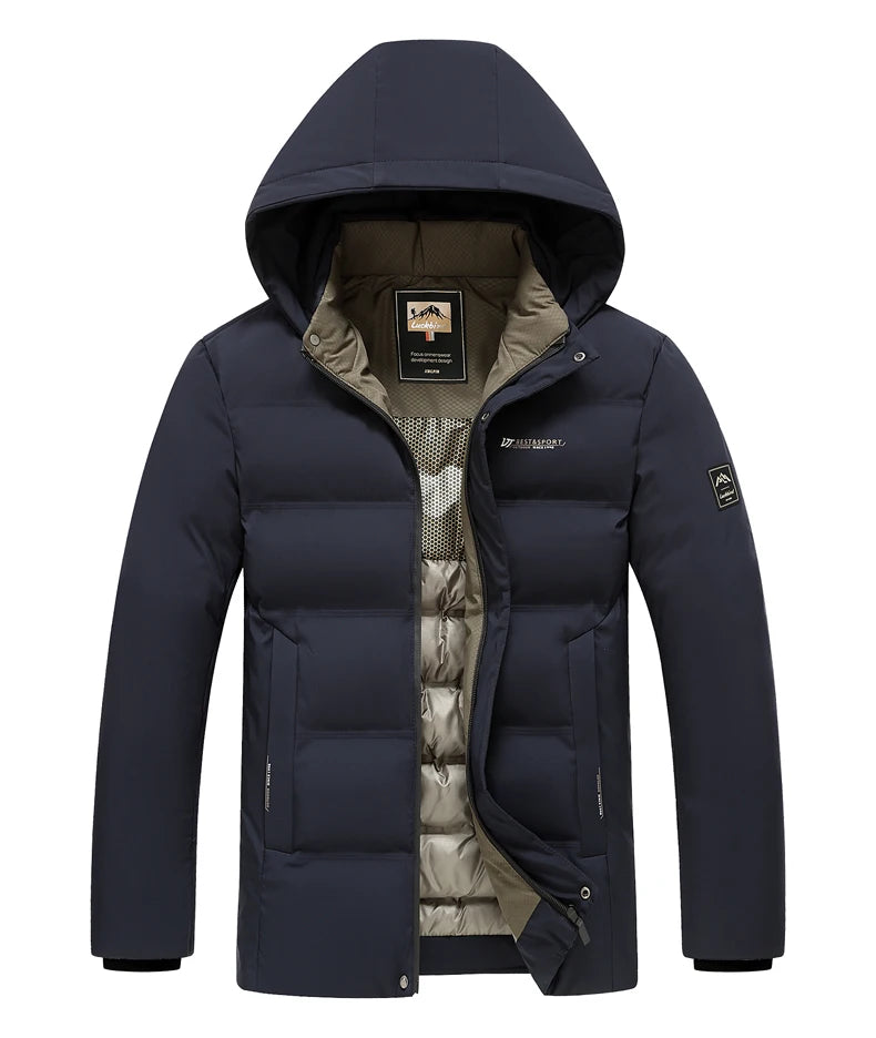 Men's Outdoor Winter Coat Parkas Middle-aged and Elderly Padded Men's Down Warm Padded Jacket Winter Removable Hooded Parkas