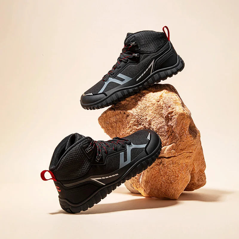 HOBIBEAR Mid Top Barefoot Shoes Mens Womens Wide Toe Hiking Boots Outdoor Non-Slip Trail-Running Shoes