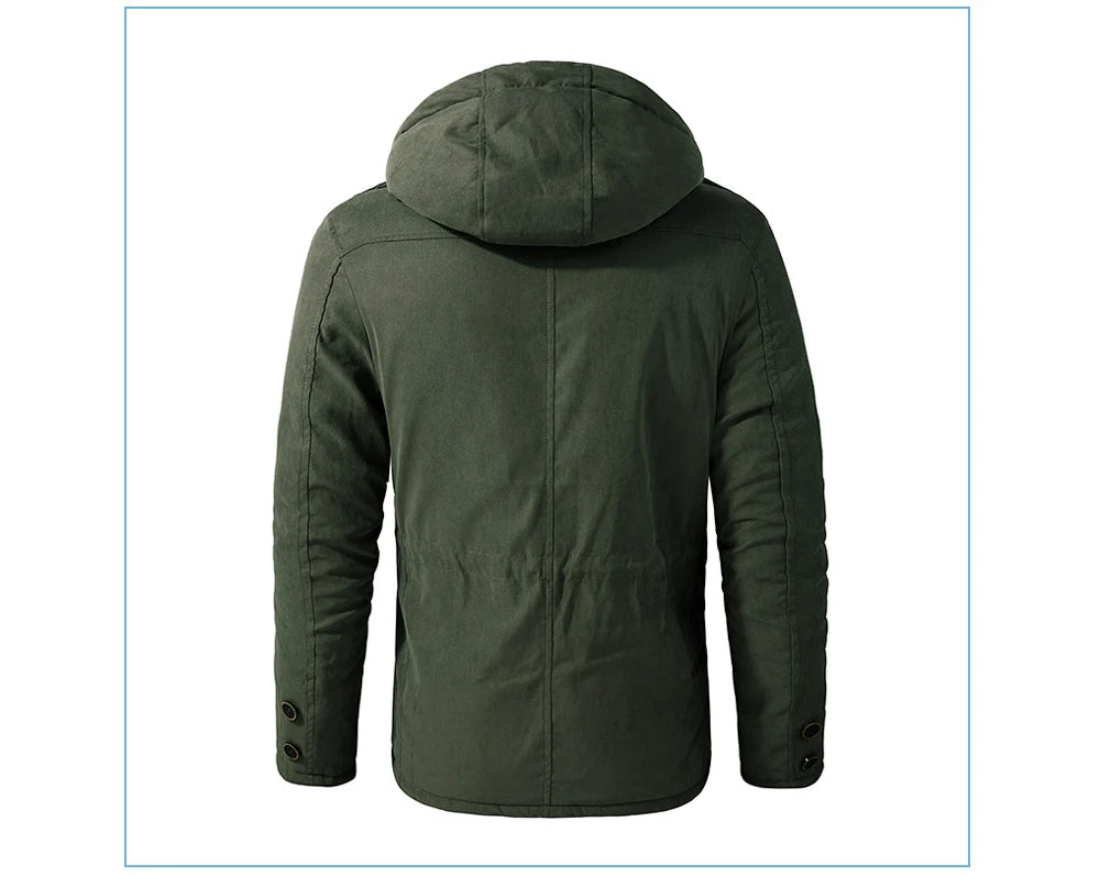 Winter Mens Fleece Warm Jackets Fashion Men Thicken Thermal Tactical Hooded Coats Men Outdoor Multi-pocket Windbreaker Jacket