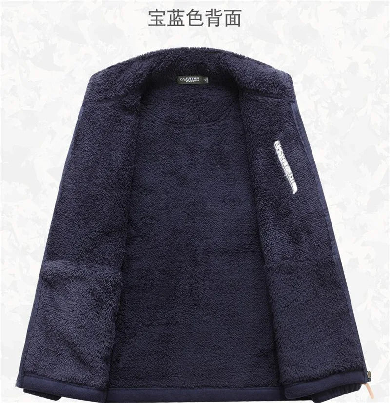 Winter Thicken Polar Fleece Jacket Warmth Windproof Full Zip Up Coat Multiple Zipper Pockets Outdoors Plus Size Jackets Outwear