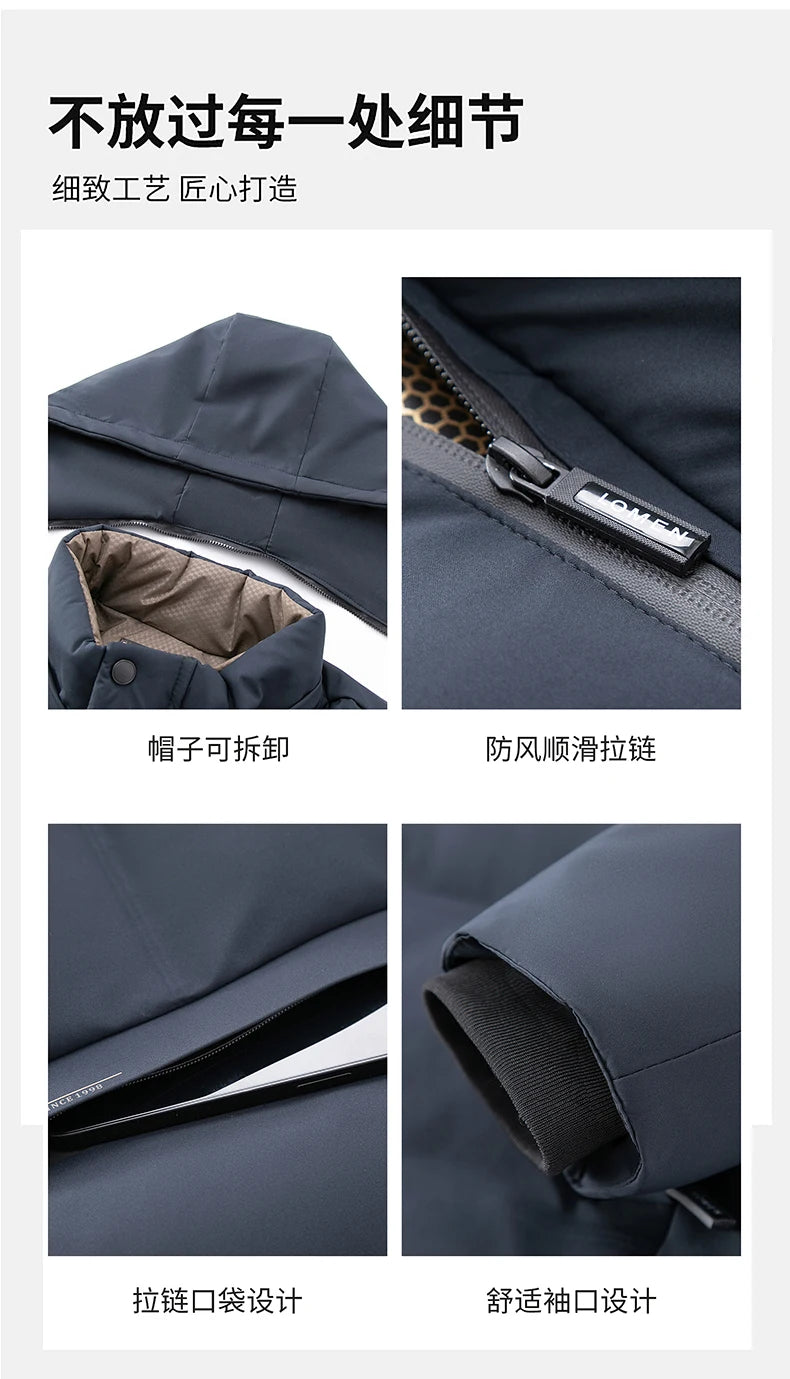 Men's Outdoor Winter Coat Parkas Middle-aged and Elderly Padded Men's Down Warm Padded Jacket Winter Removable Hooded Parkas