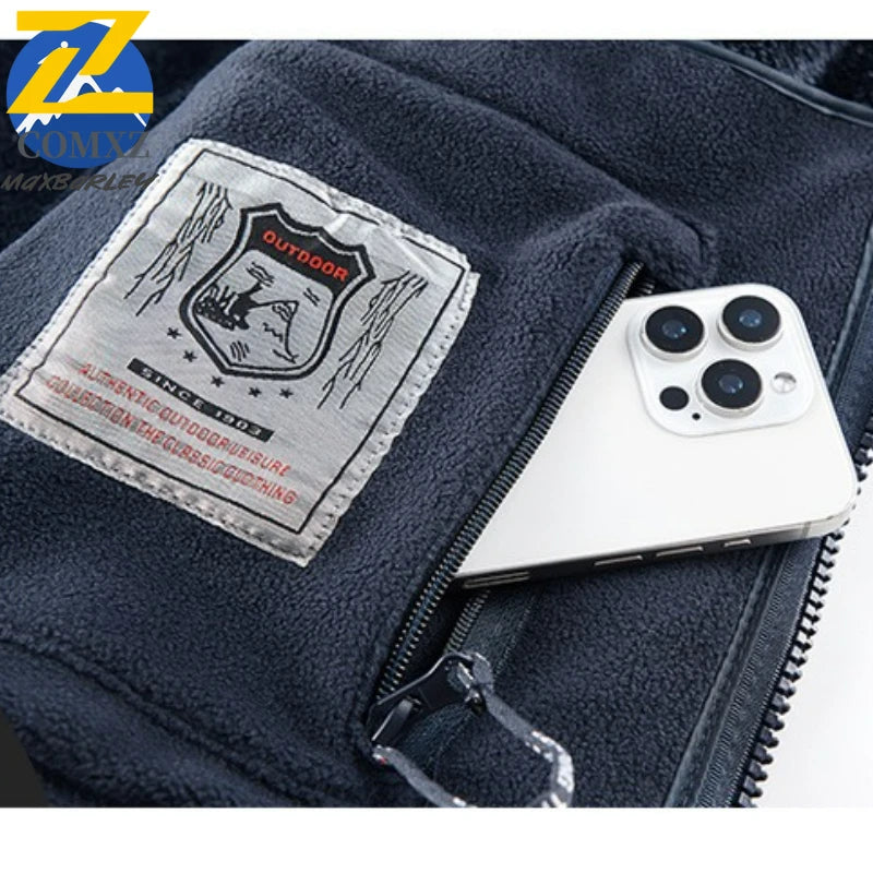 Winter Fleece Coat Fashion Trend Retro Sports Thick Warm Lamb Wool Jacket Men Casual Loose Comfortable High-Quality Work Jacket