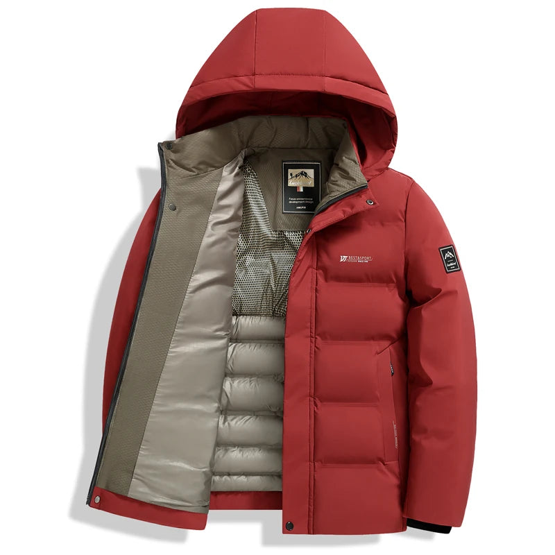 Men's Outdoor Winter Coat Parkas Middle-aged and Elderly Padded Men's Down Warm Padded Jacket Winter Removable Hooded Parkas