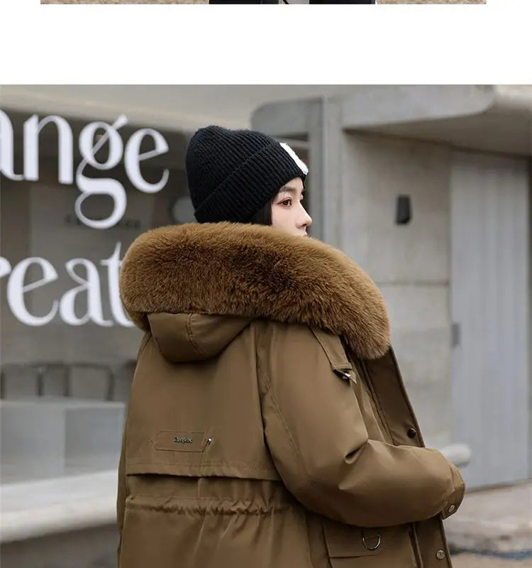 Winter Coat 2024 New Thicken Parker Women's Warm Detachable Inner Down Cotton Jacket Female Loose Warm Hooded Parkas Overcoat