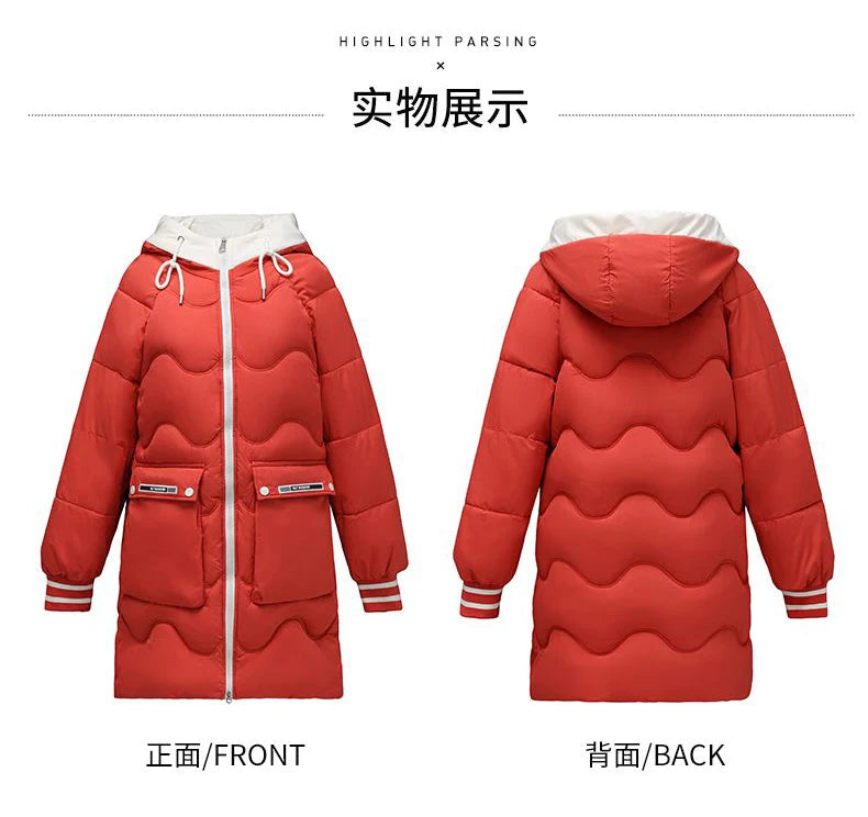 Long Winter Jacket Women Down Cotton Coats 2024 New Cotton Padded Puffer Parka Coat Women Hooded Outwear Thicken Warm Jacket 4XL