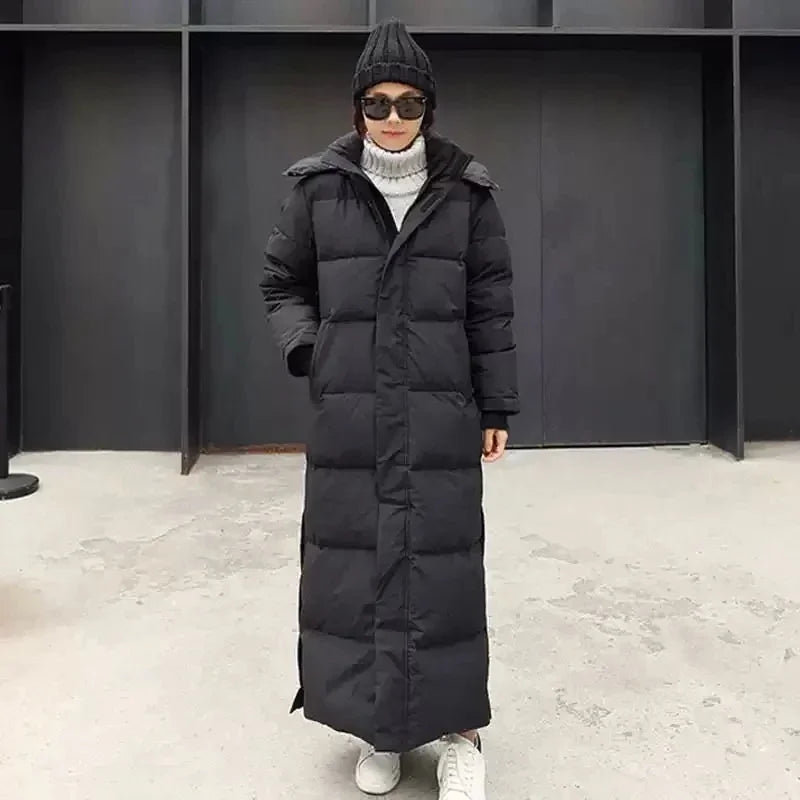 Super Long Padded Cotton Jacket Women 2025 New Korean Over-The-Knee  Fashion Parkas Winter Female  Thick Black Down Cotton Coat