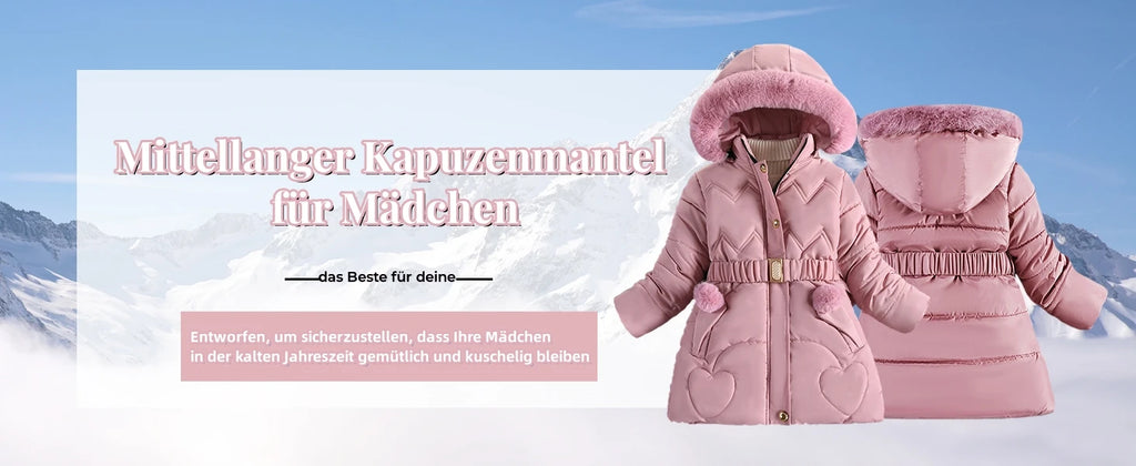 Girls' Winter Jacket with Hood,Children's Winter Coat,Warm Quilted Jacket,Kids Down Cottob Jacket,Outdoor Windproof Puffer Coat