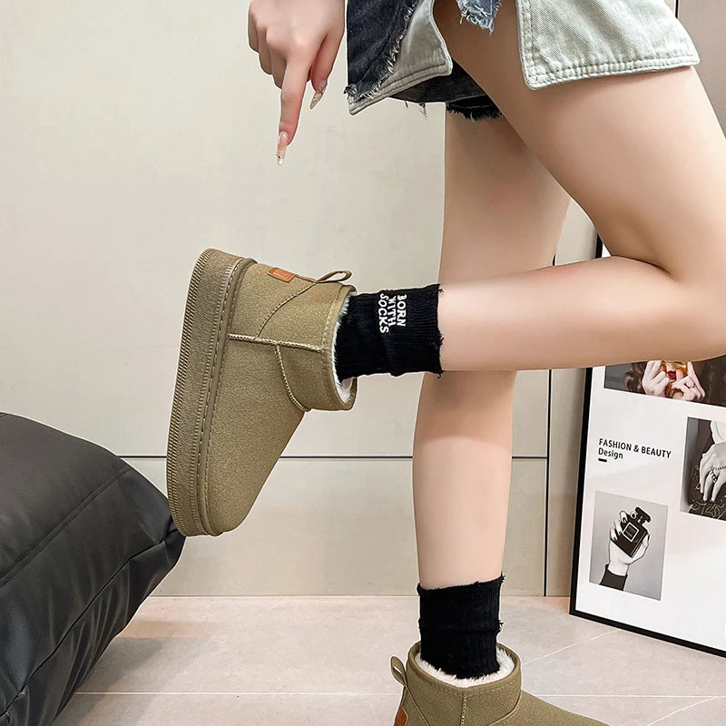 Winter warm cotton shoes for new style, thickened outer wear, slip-on short boots, anti-slip snow ground casual shoes, versatile