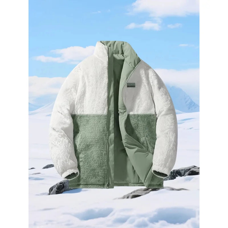 Men'S Winter Jacket - Thick Insulated Coat with Stand-Up Collar, Loose Fit Cold Weather Outerwear