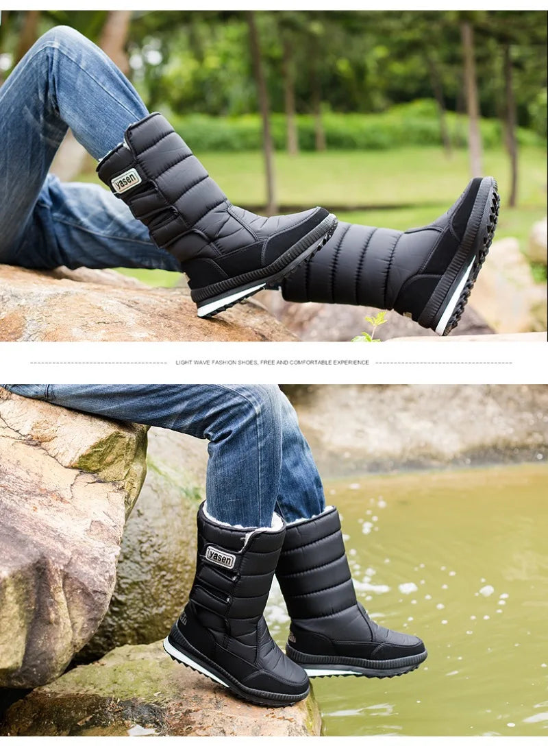 Men's Mid-calf Snow Boots Winter Plush Warm Cotton Boot Fashion Casual High Top Boots for Men Non-slip Platform Boots Big Size47