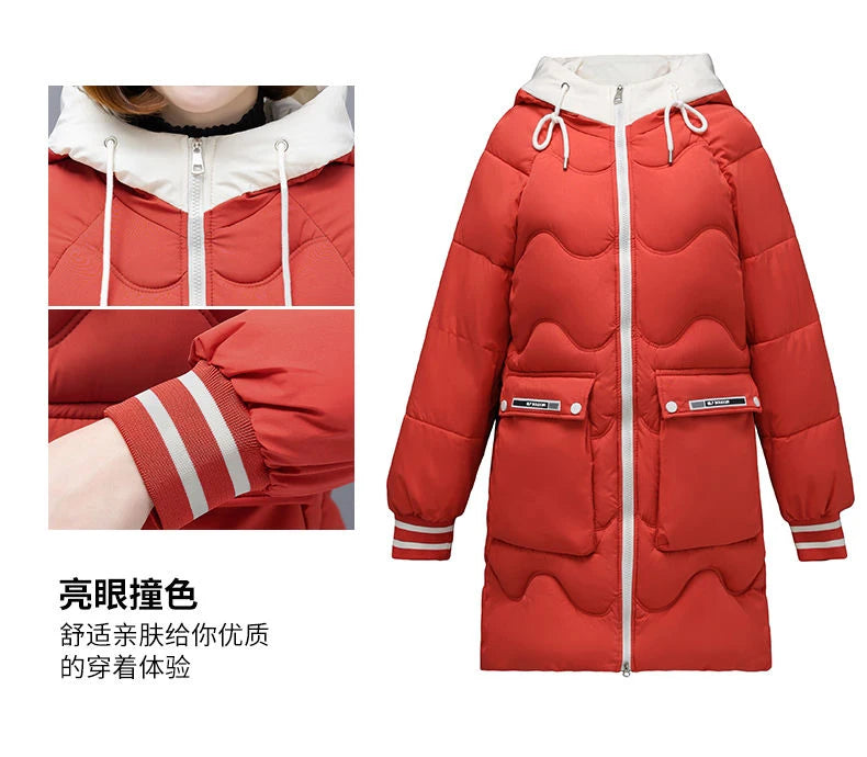 Long Winter Jacket Women Down Cotton Coats 2024 New Cotton Padded Puffer Parka Coat Women Hooded Outwear Thicken Warm Jacket 4XL