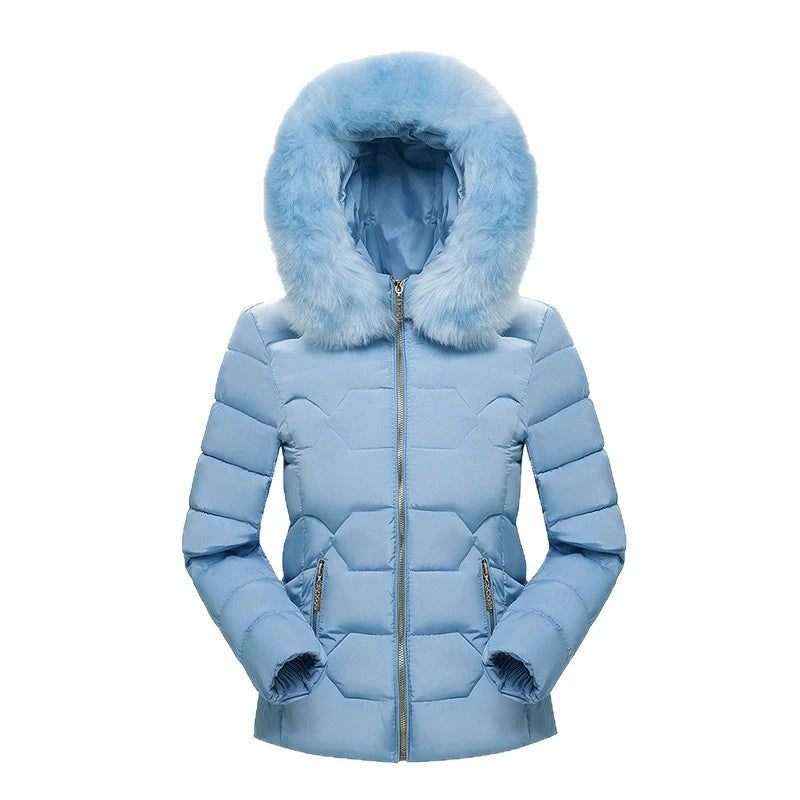 Autumn Winter Women Short Cotton Coat 2025 New Women Cotton Coat Large Fur Collar Parkas Large Size Women'S Cotton Padded Jacket