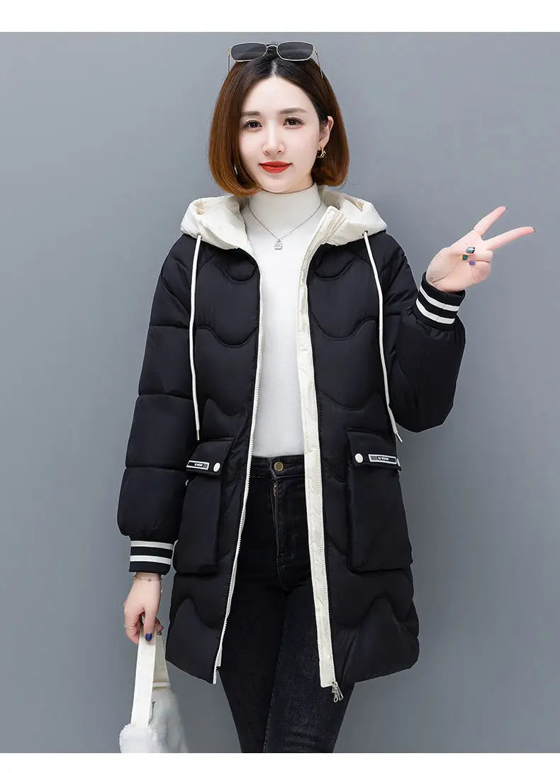 Long Winter Jacket Women Down Cotton Coats 2024 New Cotton Padded Puffer Parka Coat Women Hooded Outwear Thicken Warm Jacket 4XL