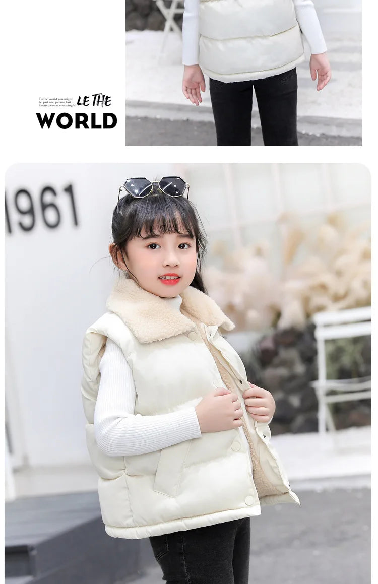 Autumn Winter New Boys Girls Sleeveless Hooded Vest Jacket Cartoon Print Coat Kids Warm Vest Outwear Clothes
