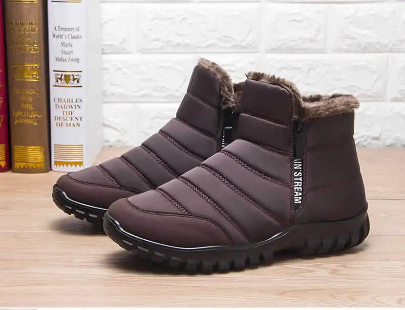 Winter shoes Men's sneakers Warm Cotton Zipper Snow Ankle Boots, Autumncasual shoes  Waterproof Snow Boots free shiping shoe