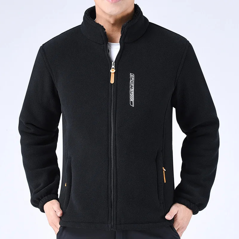 Winter Thicken Polar Fleece Jacket Warmth Windproof Full Zip Up Coat Multiple Zipper Pockets Outdoors Plus Size Jackets Outwear