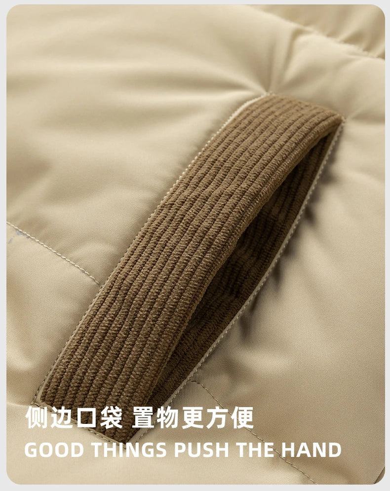 Winter Parka Jacket Men Removable Hood Thicken Keep Warm Cold Weather Windproof Coats Patchwork Cotton Padded Puffer Jacket