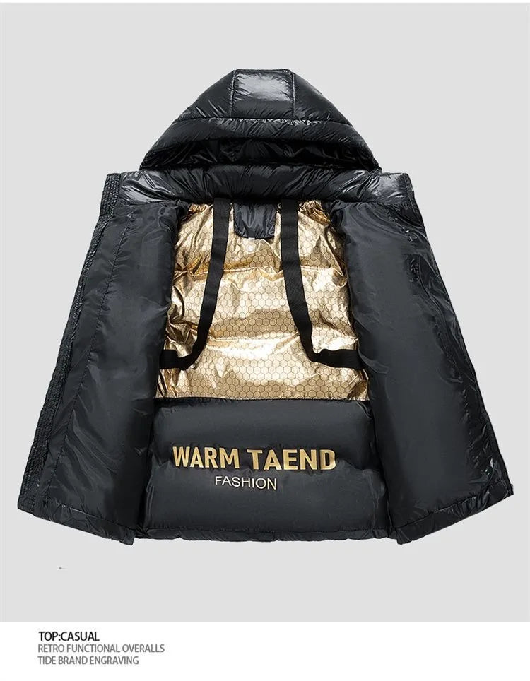 2024 Autumn and Winter New Fashion Thickened Warm Large Size Hooded Cotton-Padded Jacket Men's Casual Loose Windproof Coat M-5XL