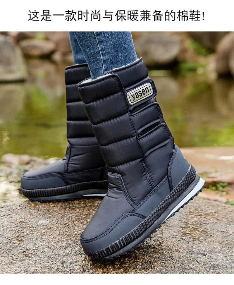 Men's Mid-calf Snow Boots Winter Plush Warm Cotton Boot Fashion Casual High Top Boots for Men Non-slip Platform Boots Big Size47