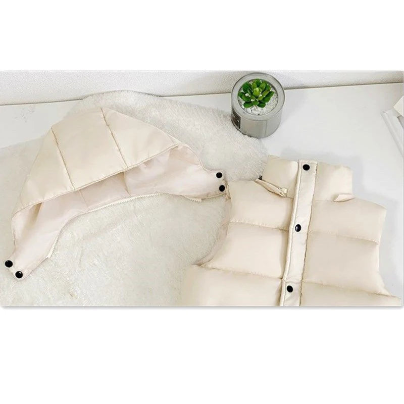 1-12Y Winter Warm Sleeveless Jacket For Children Jacket Thicken Hooded Vest For Boys Girls Kids Waistcoat Coat Insulated Vest