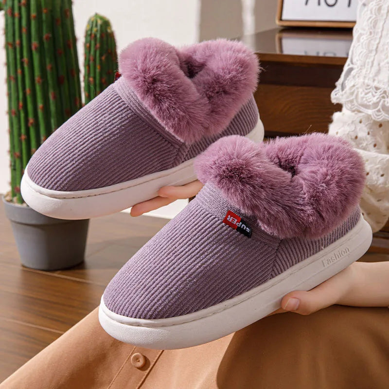 Winter Women Shoes Casual House Shoes for Men 2025 Outdoor Warm Cotton Shoes for Women Indoor Plush Padded Slippers Female