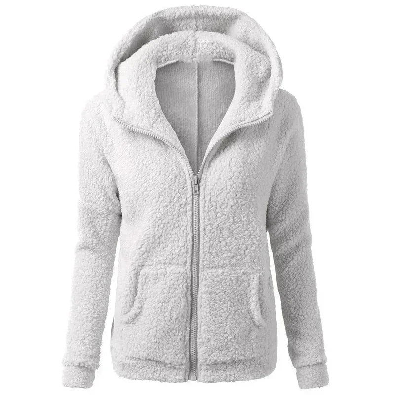 Autumn Winter Warm Jacket Women Hoodie Hooded 2025 Casual Female Hoodies Sweatershirt Zipper Coat Solid Soft Fleece Women Coat