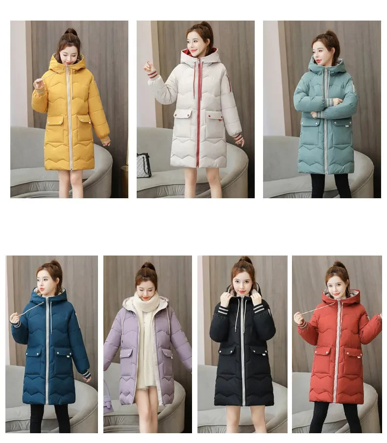 Winter Women Jacket Coats Long Parkas Female Down Cotton Hooded Overcoat Thick Warm Jackets Windproof Casual Student Coat Parka