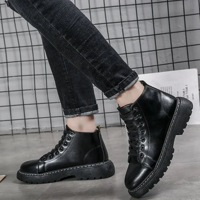 Winter Black Man Shoes Warm Boots for Men Short Barrel Booties Ankle Casual Comfortable Offers Trendy 2025 Cheap Fashion Sale