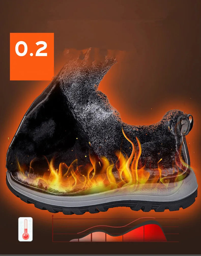 Men Boots Waterproof Winter Lightweight Snow Boots Thick Warm Fur Men Shoes Plus Size Unisex Ankle Boots Slip On Casual Shoes