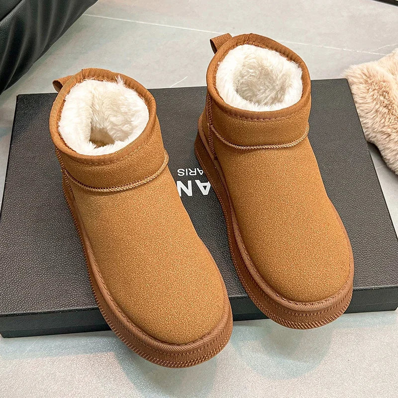 Winter warm cotton shoes for new style, thickened outer wear, slip-on short boots, anti-slip snow ground casual shoes, versatile