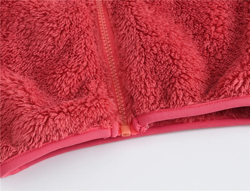 Girls woolen hooded coat solid color zipper coat children's winter clothes