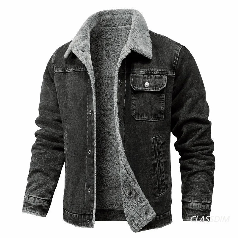 Men Winter Black Denim Jackets Fleece Warm Coats Good Quality Male Casual Winter Jackets Outwear Casual Coats Winter Clothes 4XL