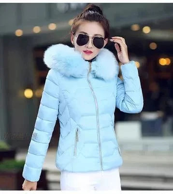 Autumn Winter Women Short Cotton Coat 2025 New Women Cotton Coat Large Fur Collar Parkas Large Size Women'S Cotton Padded Jacket