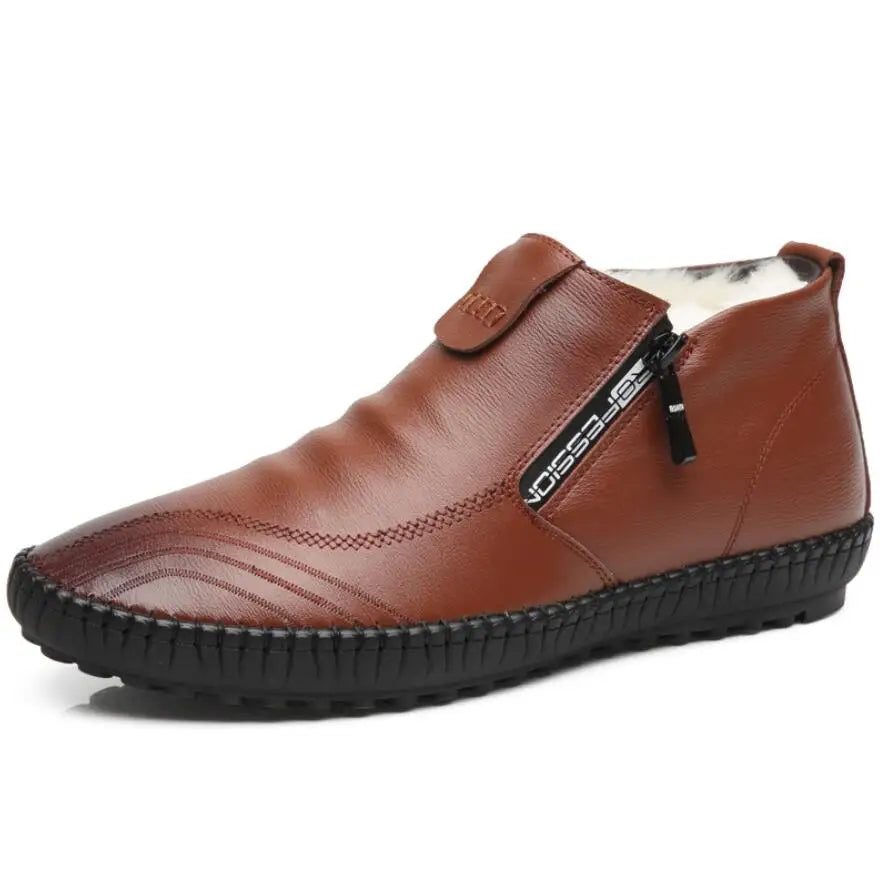 2025 Natural Wool Winter Shoes Men Genuine Leather Warmest Snow Boots Army Homme Walking Botas Hombre Platform Boots