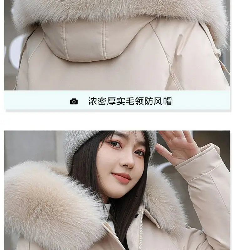 Winter Coat 2024 New Thicken Parker Women's Warm Detachable Inner Down Cotton Jacket Female Loose Warm Hooded Parkas Overcoat