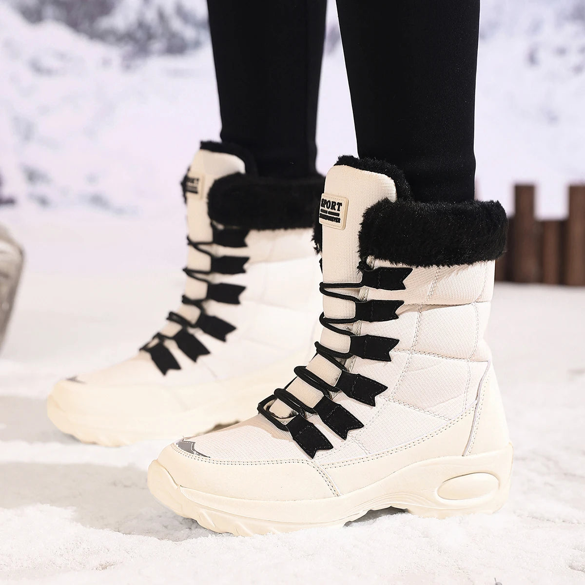 Winter Shoes Waterproof Slip on Women Comfortable Outdoor Ankle Hiking Boots Women High Boots Platform Fur Warm Snow Boots