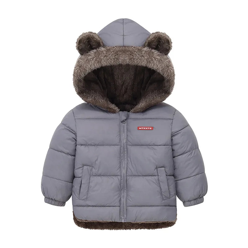 Winter Kids Thick Jacket Boys Girls Cotton-Padded Cashmere Hooded Coat Chilren Fleece Warm Outerwear Clothing for 2 3 4 5 6Years