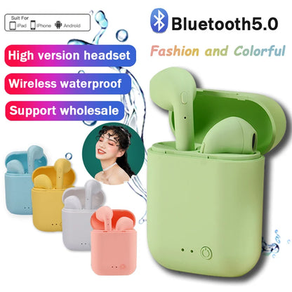 Casque Bluetooth I12 Macaron mat, casque binaural sans fil pour le sport, casque Bluetooth 5.0 I12tws 