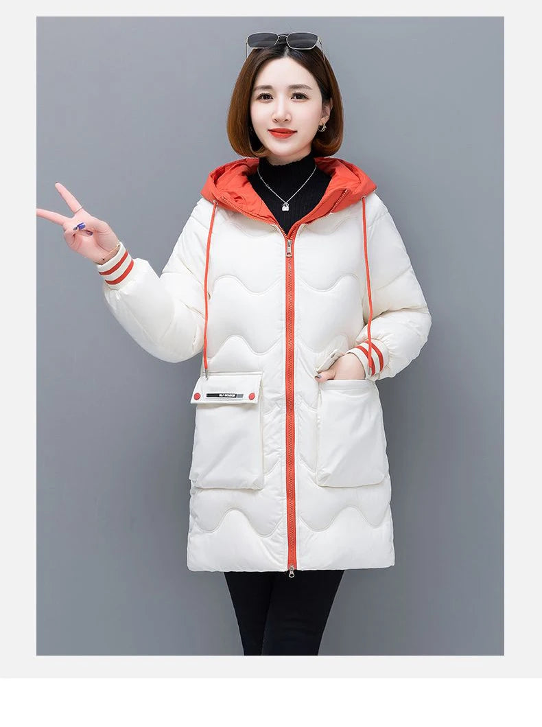 Long Winter Jacket Women Down Cotton Coats 2024 New Cotton Padded Puffer Parka Coat Women Hooded Outwear Thicken Warm Jacket 4XL