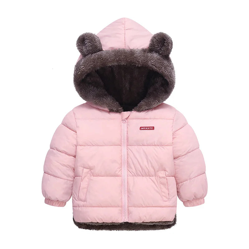 Winter Kids Thick Jacket Boys Girls Cotton-Padded Cashmere Hooded Coat Chilren Fleece Warm Outerwear Clothing for 2 3 4 5 6Years