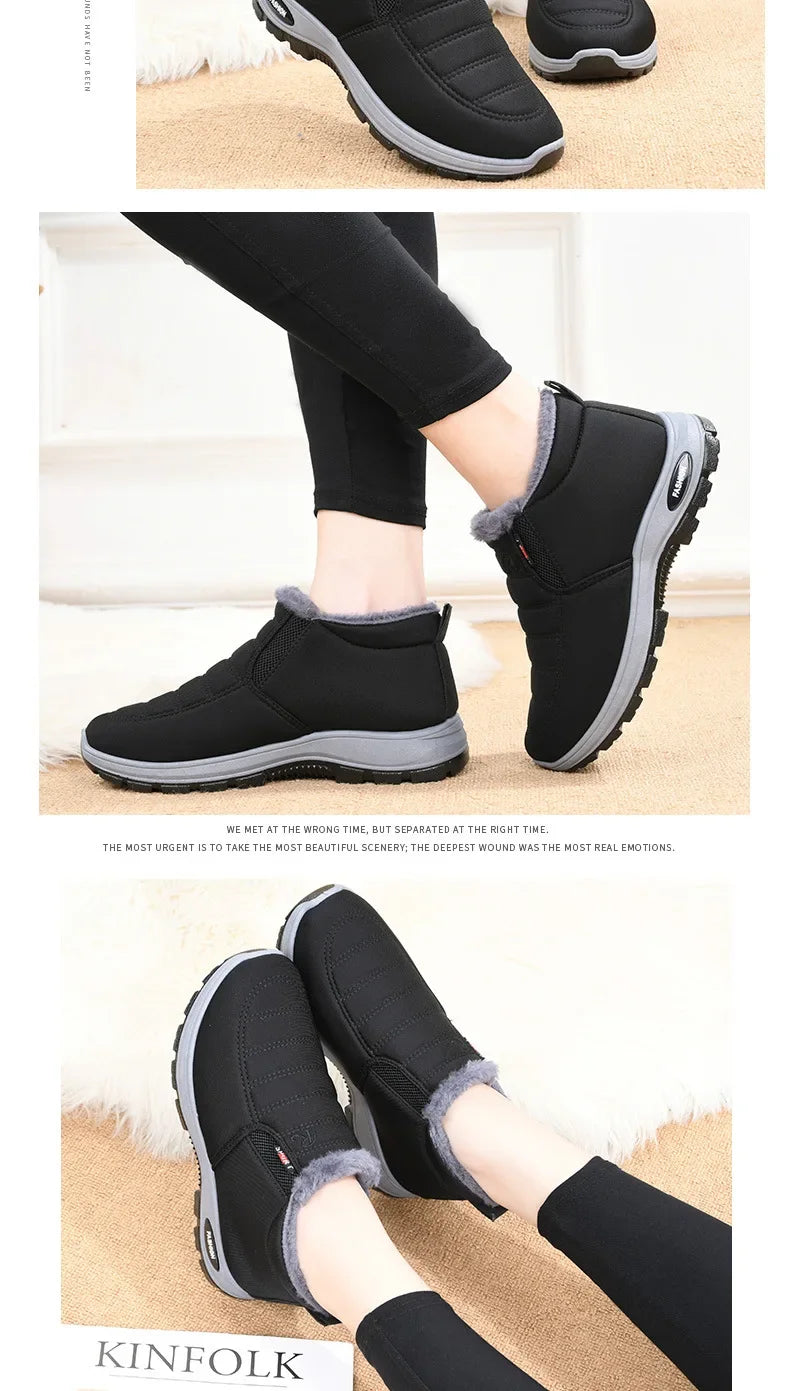 Winter 2025 new men's and women's cotton shoes with thick velvet and warm snow boots windproof couple's short boots anti slip