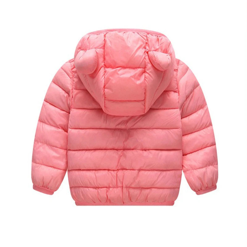 Boys Girls Lightweight Down Jacket Baby Hooded  Zipper Coats Autumn Winter Warm Outerwear 0-5 Years Kids Christmas Birthday Gift