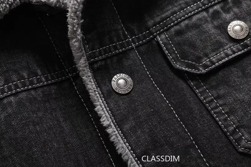 Men Winter Black Denim Jackets Fleece Warm Coats Good Quality Male Casual Winter Jackets Outwear Casual Coats Winter Clothes 4XL