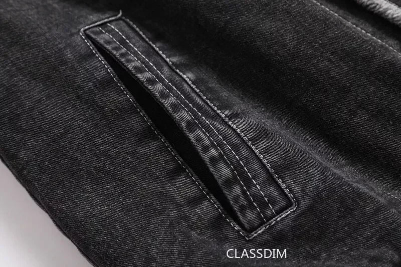 Men Winter Black Denim Jackets Fleece Warm Coats Good Quality Male Casual Winter Jackets Outwear Casual Coats Winter Clothes 4XL