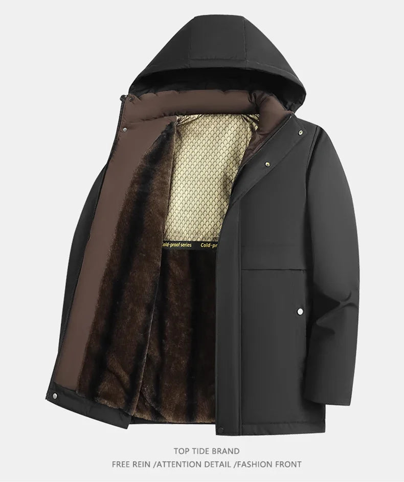 Winter New Fashionable Waterproof  Thick Warm Hooded Cotton Jacket For Men's Casual Loose Retro Sports Jacket