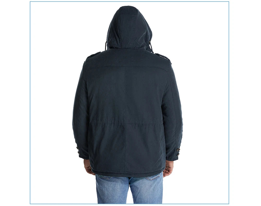 Winter Mens Fleece Warm Jackets Fashion Men Thicken Thermal Tactical Hooded Coats Men Outdoor Multi-pocket Windbreaker Jacket