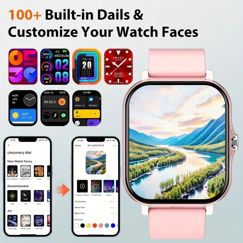 Montre connectée Bluetooth parlante avec moniteur d'oxygène dans le sang et de pression artérielle, pour femmes et hommes, cadeau de vacances 