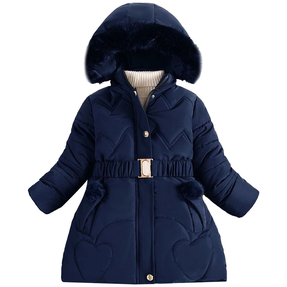 Girls' Winter Jacket with Hood,Children's Winter Coat,Warm Quilted Jacket,Kids Down Cottob Jacket,Outdoor Windproof Puffer Coat